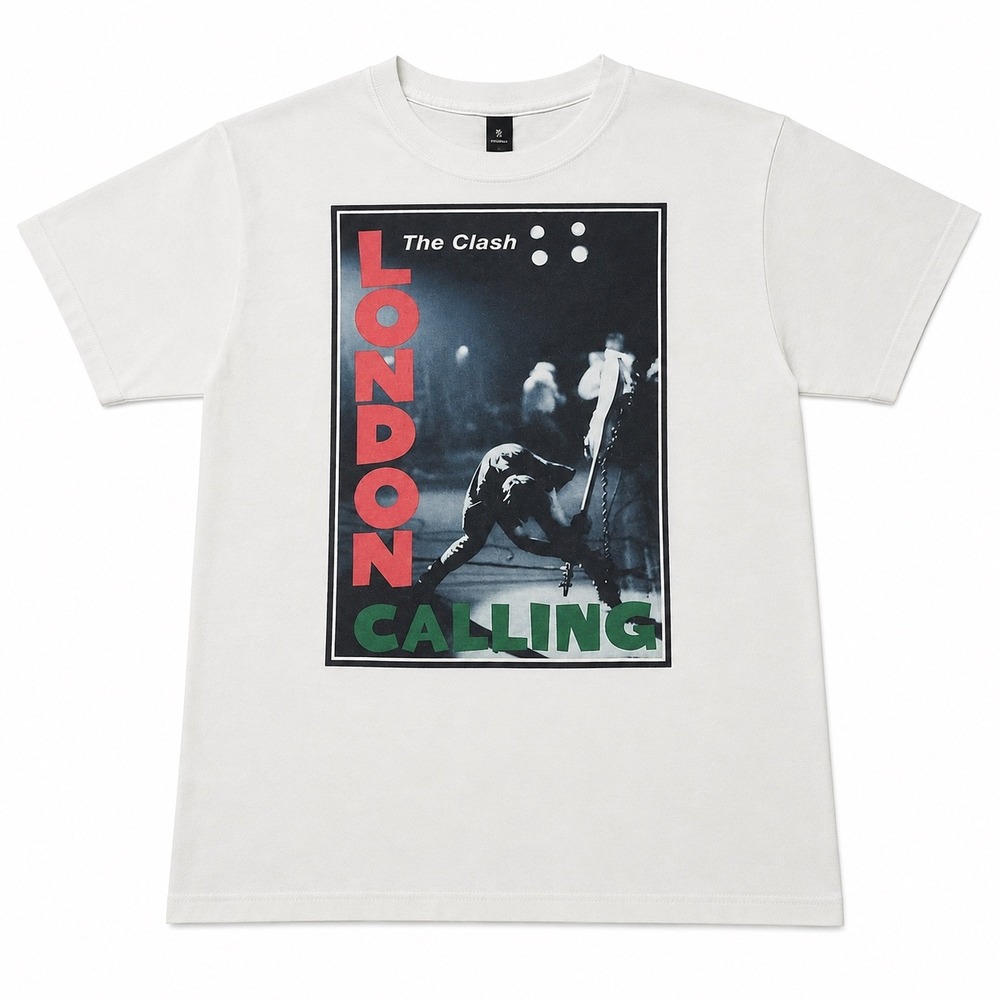 The Clash London Calling Graphic T-Shirt White Punk Rock Band Tee Mens Large